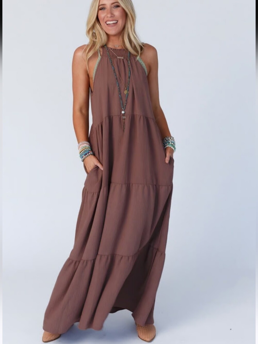 Three Bird Nest Scarlett Baby Waffle Tiered Maxi Size Small